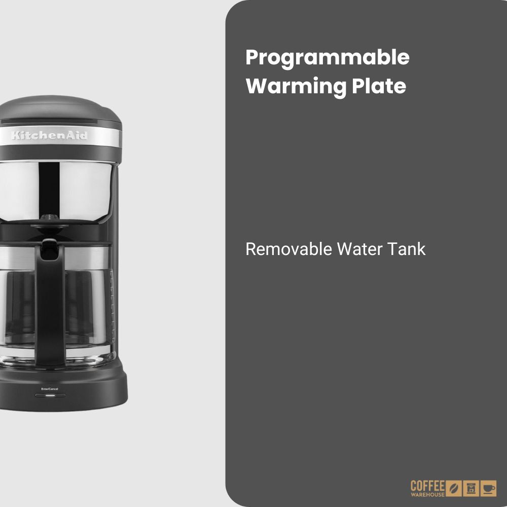 12 Cup Drip Coffee Maker with Spiral Showerhead and Programmable Warming Plat _ Matte Charcoal Grey