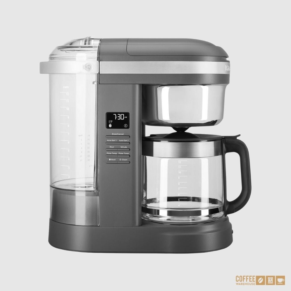 12 Cup Drip Coffee Maker with Spiral Showerhead and Programmable Warming Plat _ Matte Charcoal Grey