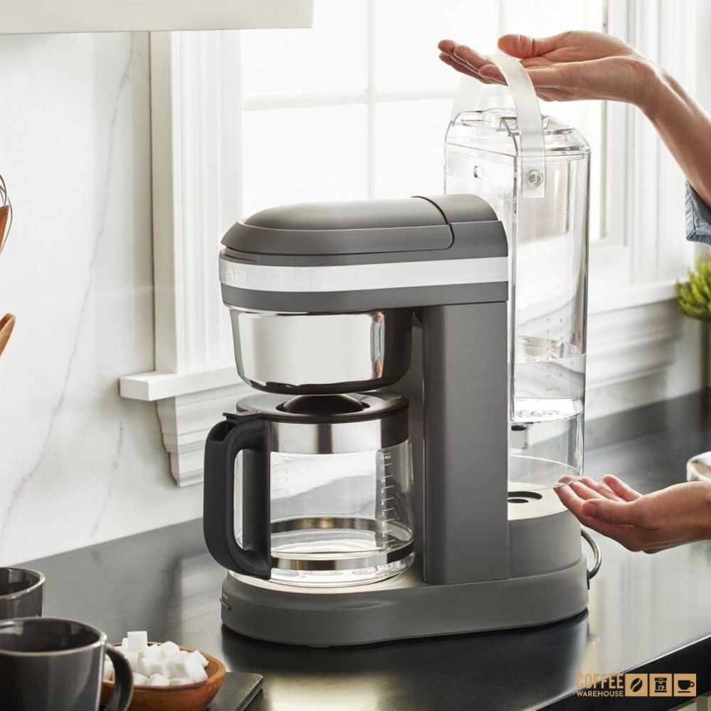 12 Cup Drip Coffee Maker with Spiral Showerhead and Programmable Warming Plat _ Matte Charcoal Grey