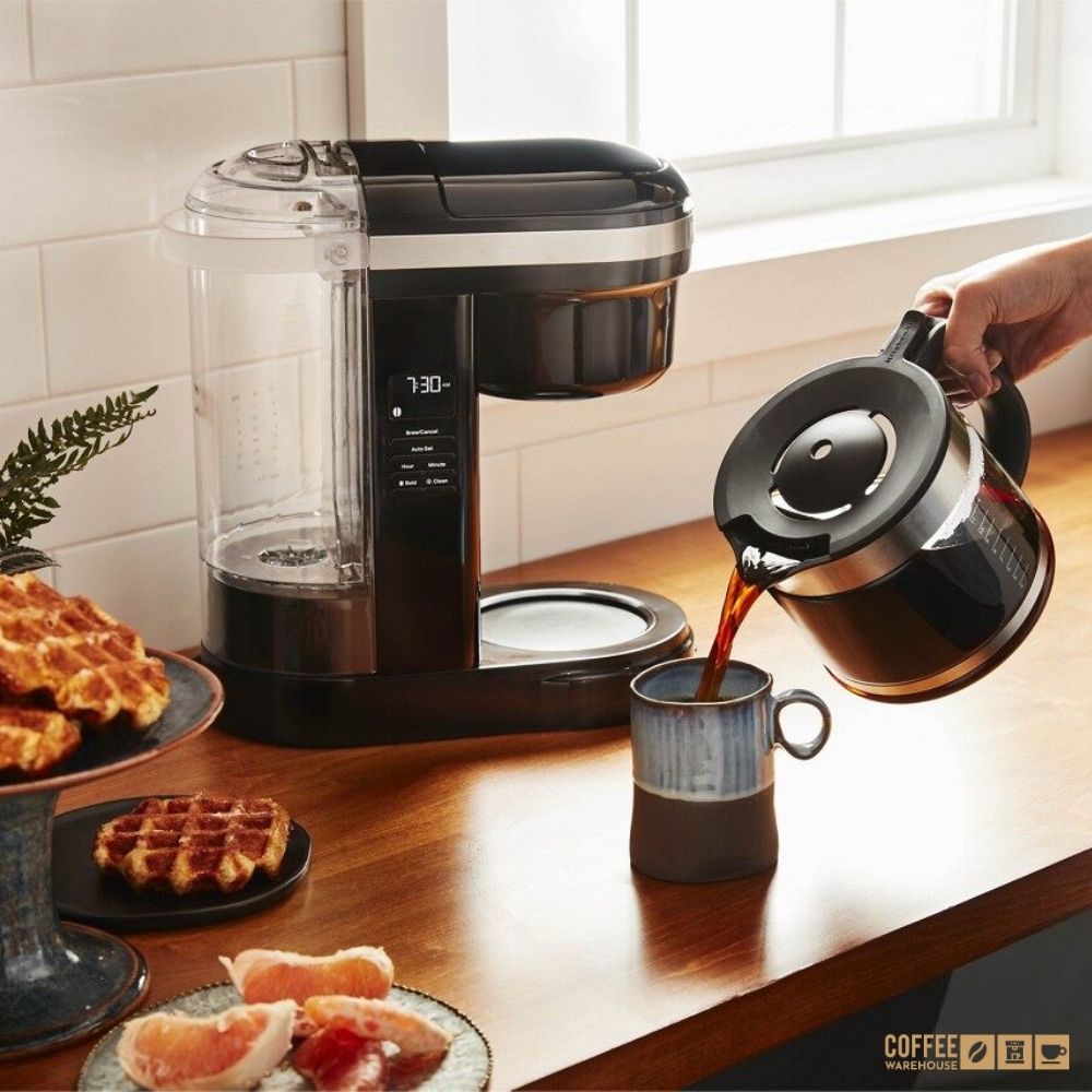 12 Cup Drip Coffee Maker with Spiral Showerhead and Programmable Warming Plat _ Onyx Black