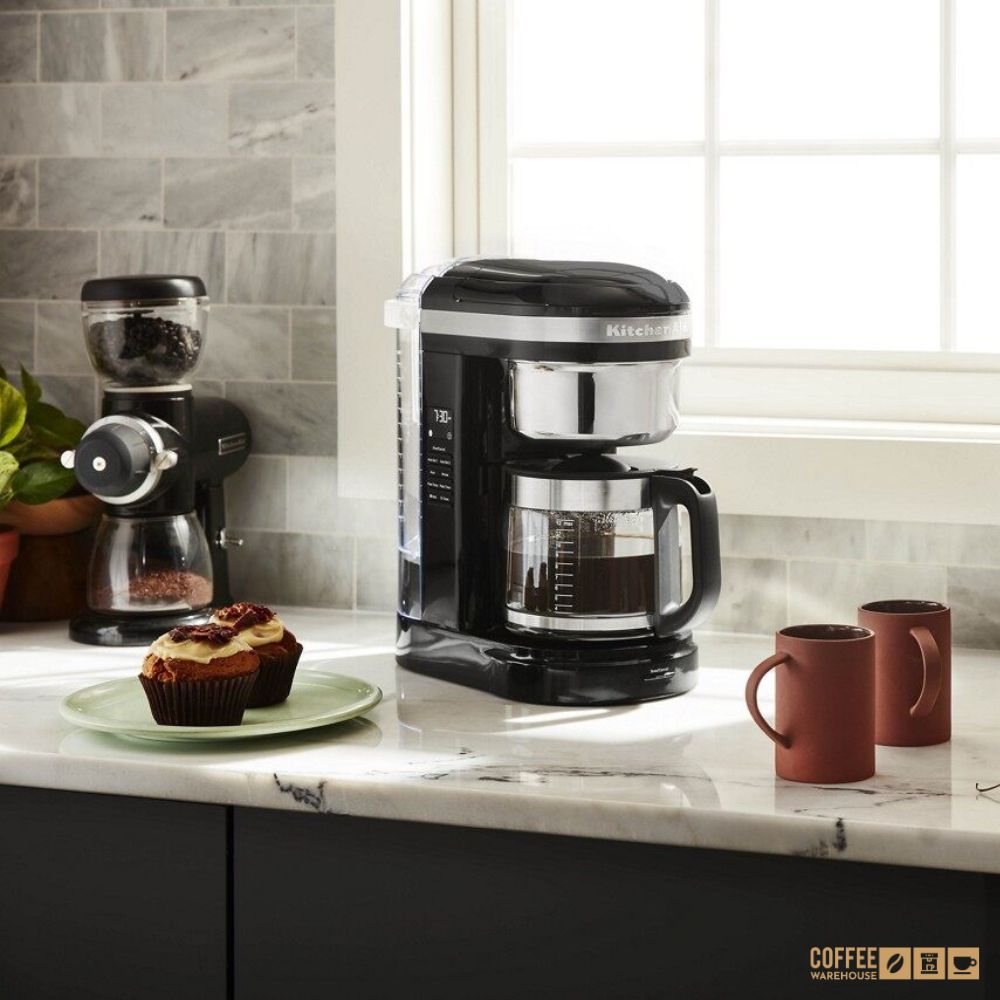 12 Cup Drip Coffee Maker with Spiral Showerhead and Programmable Warming Plate _ Onyx Black