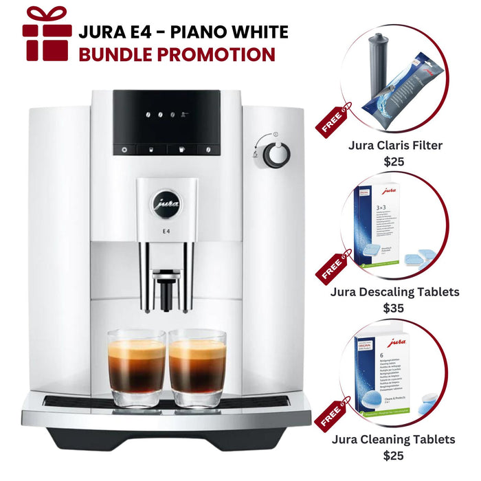 Jura E4 Super Automatic Coffee Machine - Piano White