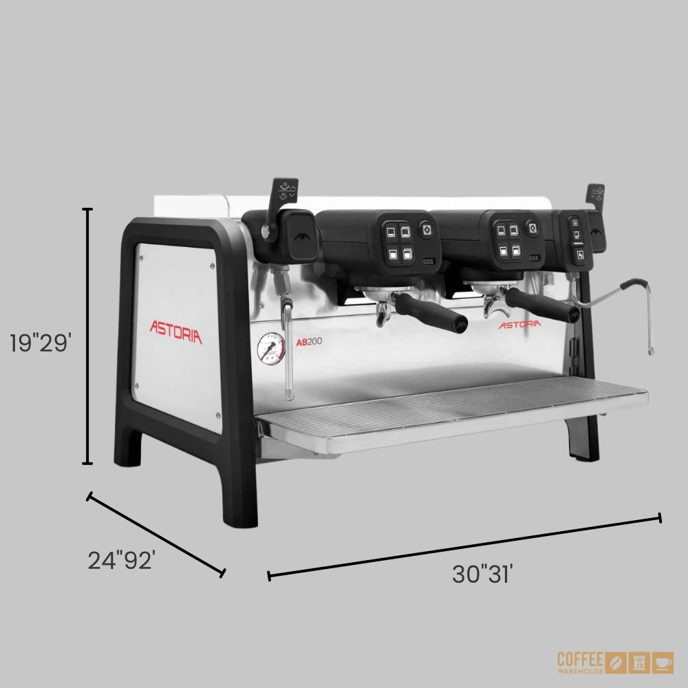 Astoria AB 200 Autosteamer Plus 2-Group Semi-Automatic Espresso Machine with Smart Milk System -Black