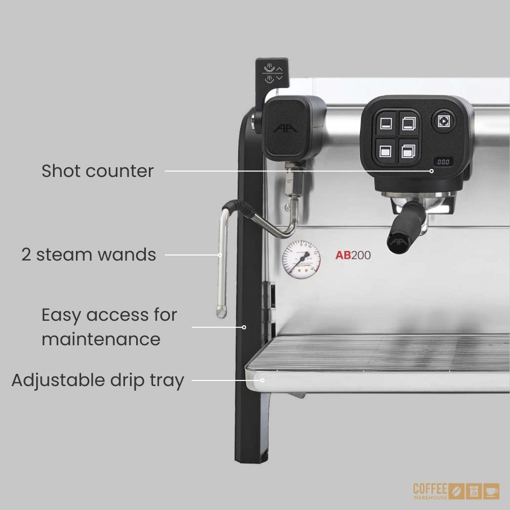 Astoria AB 200 - Compact 2 group Semi-Automatic 220V Espresso Machine - Black