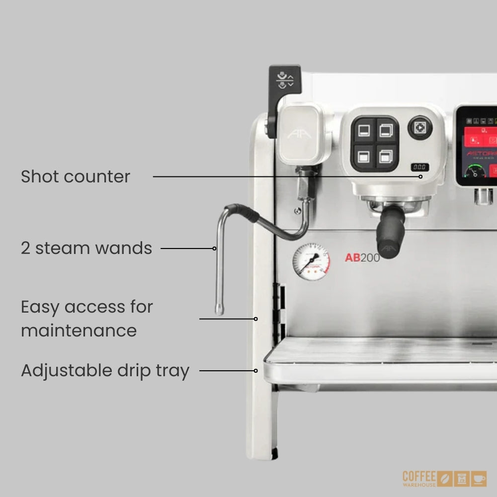 Astoria AB 200 - Compact 2 group Semi-Automatic 220V Espresso Machine - White