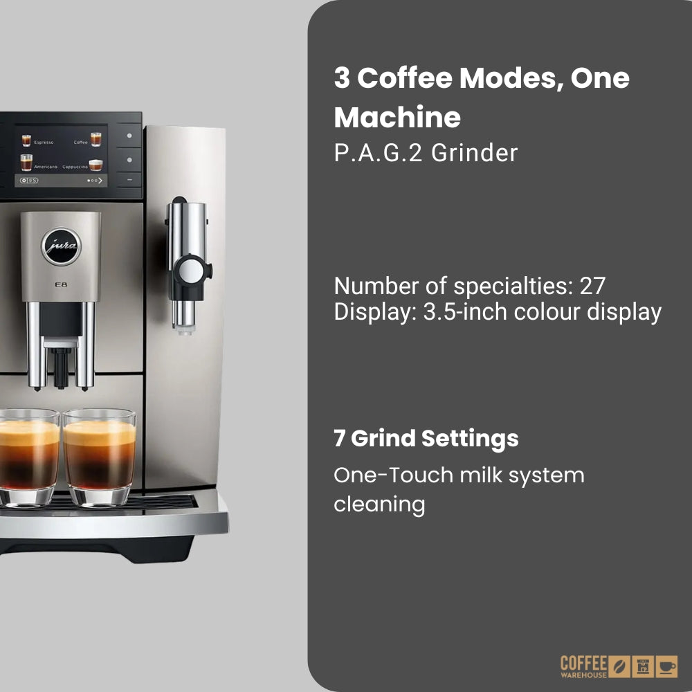 JURA E8 (NAD) Automatic Coffee Machine - Midnight Silver