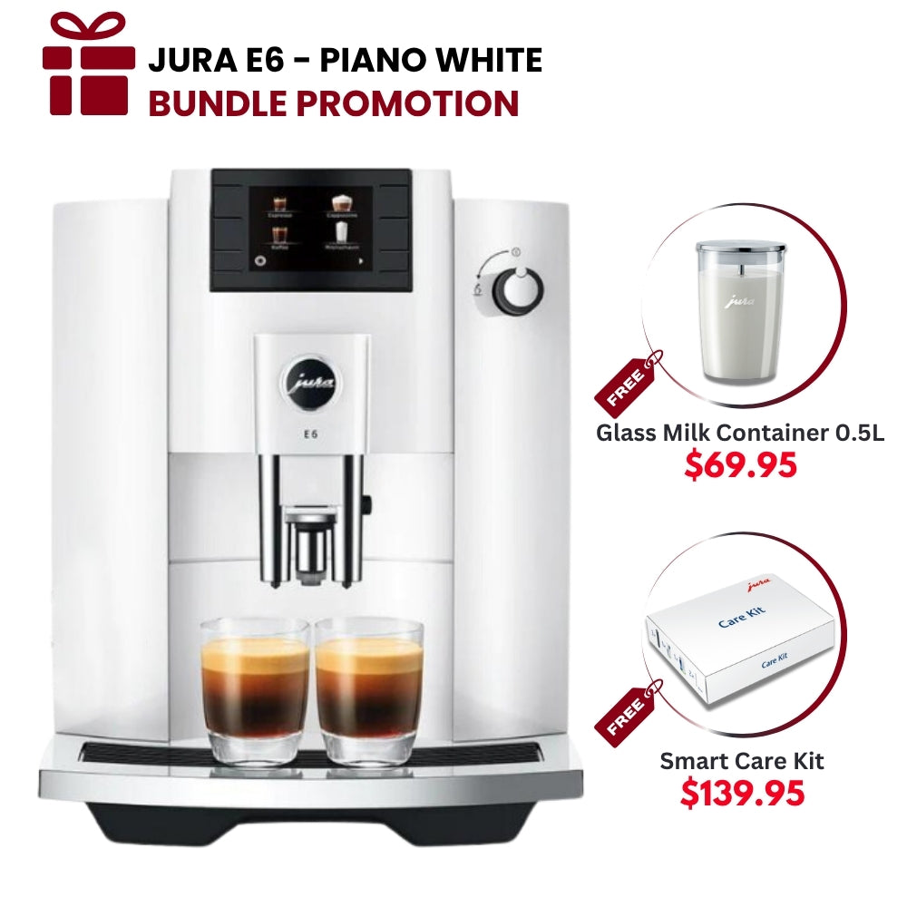 Jura E6 Super Automatic Coffee Machine - Piano White