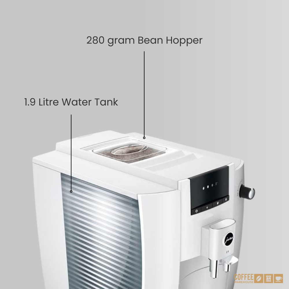 Jura E4 Super Automatic Coffee Machine - Piano White
