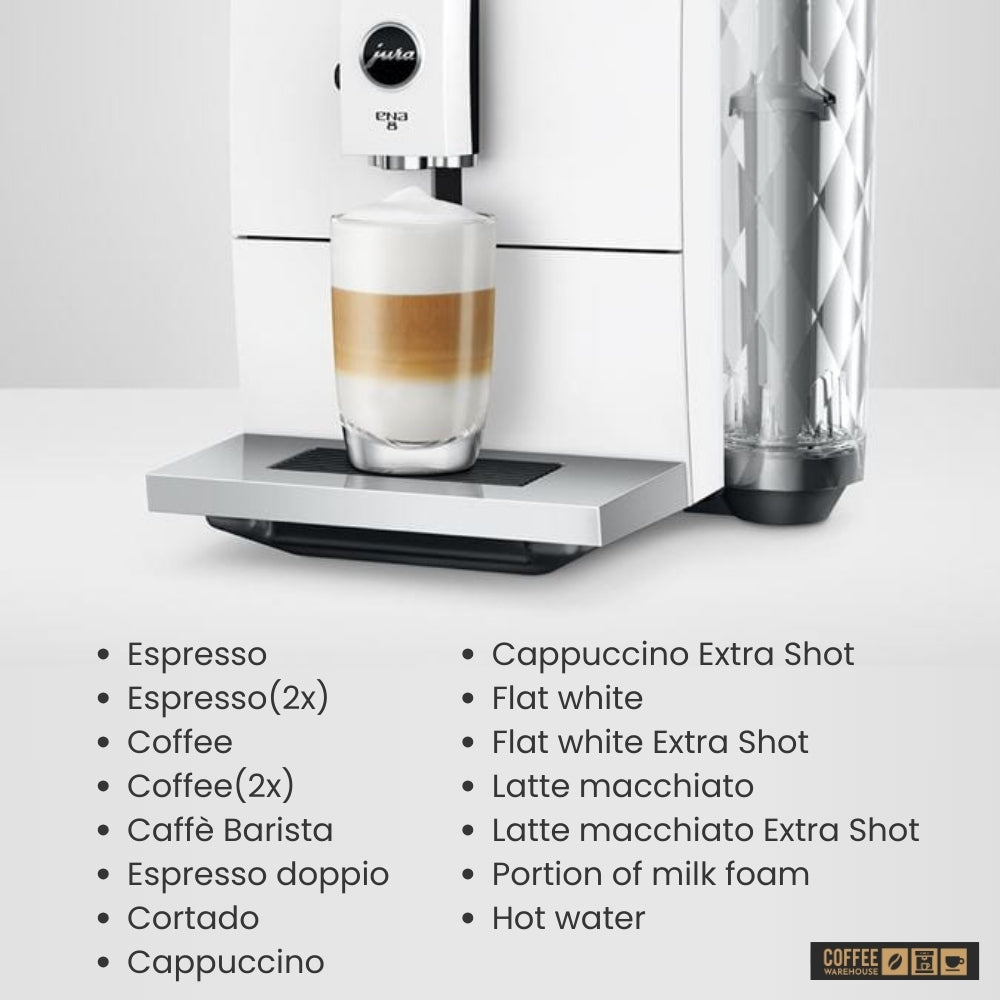 Jura ENA8 Super Automatic Coffee Machine - Nordic White