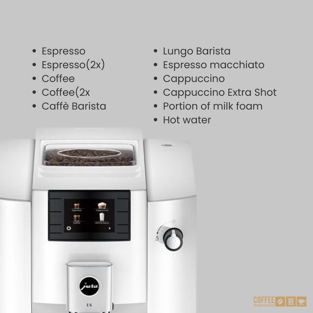 Jura E6 Super Automatic Coffee Machine - Piano White