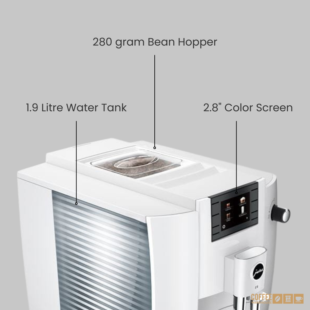 Jura E6 Super Automatic Coffee Machine - Piano White