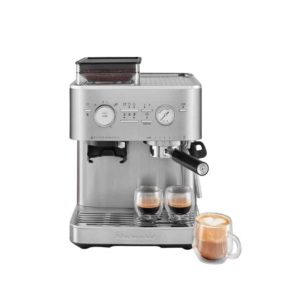 KitchenAid Semi Automatic Espresso Machine with Burr Grinder - Brushed Stainless Steel