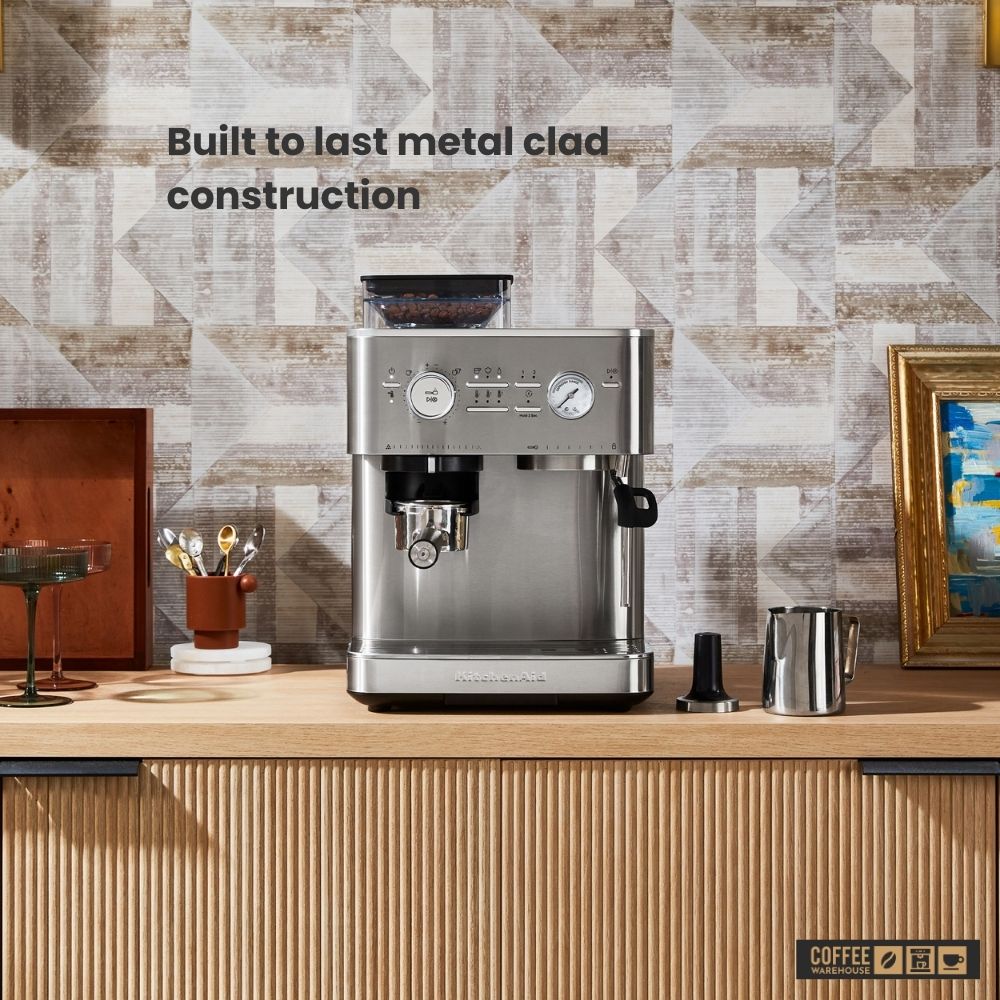 KitchenAid Semi Automatic Espresso Machine with Burr Grinder - Brushed Stainless Steel