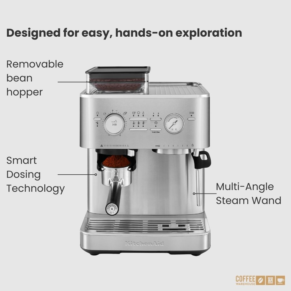KitchenAid Semi Automatic Espresso Machine with Burr Grinder - Brushed Stainless Steel