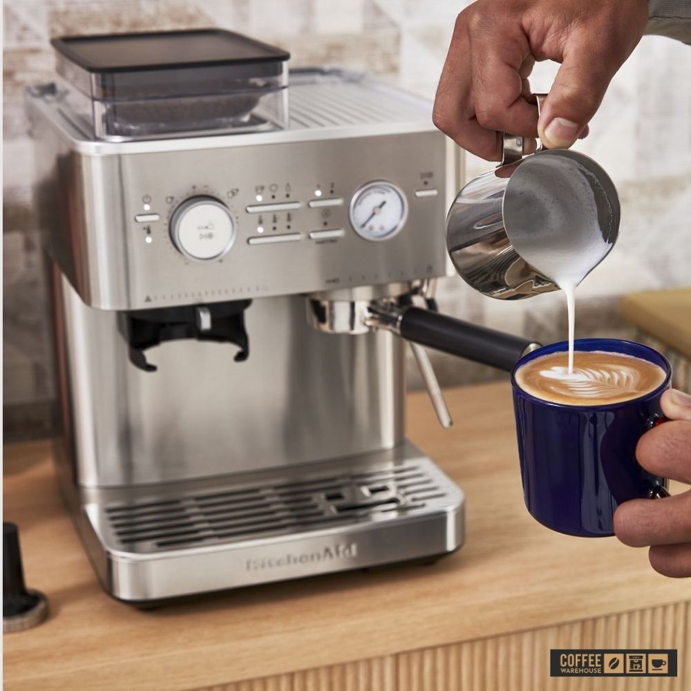 KitchenAid Semi Automatic Espresso Machine with Burr Grinder - Brushed Stainless Steel