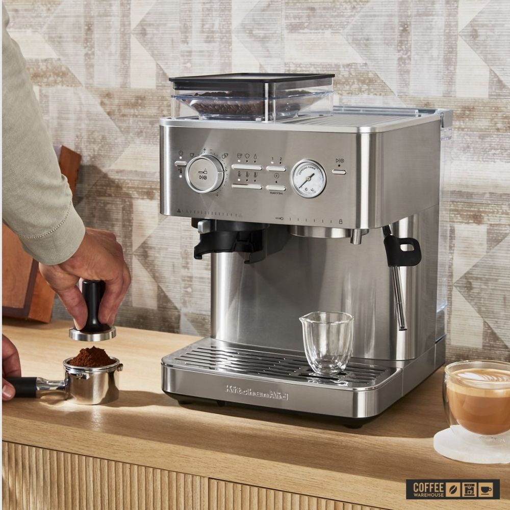 KitchenAid Semi Automatic Espresso Machine with Burr Grinder - Brushed Stainless Steel