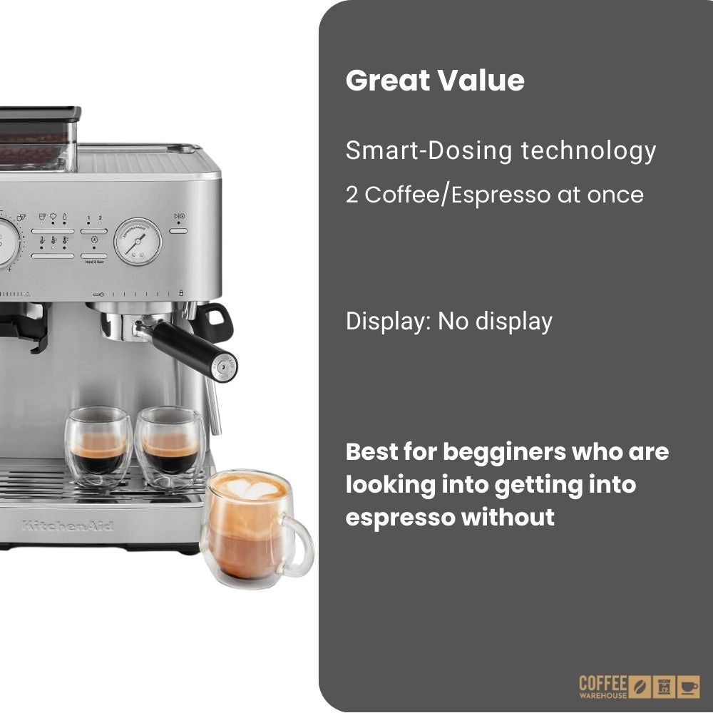 KitchenAid Semi Automatic Espresso Machine with Burr Grinder - Brushed Stainless Steel