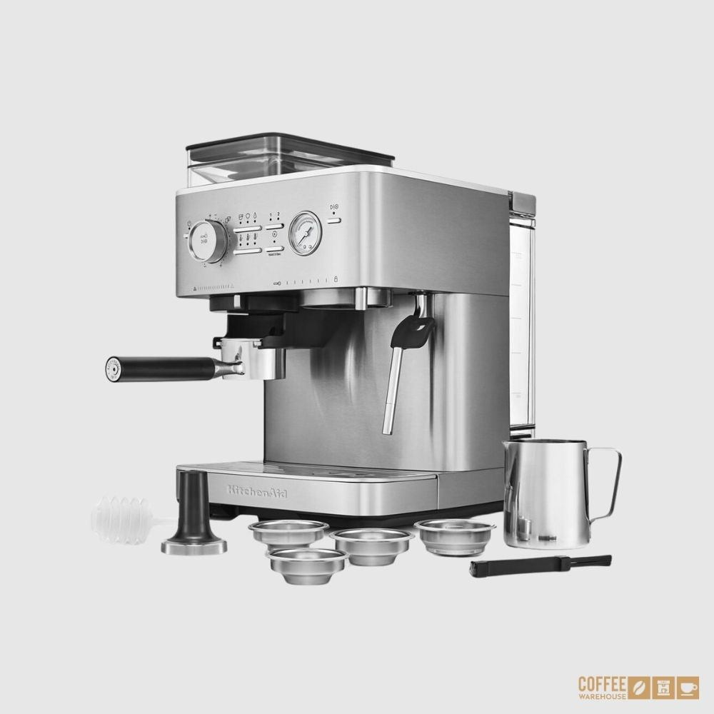 KitchenAid Semi Automatic Espresso Machine with Burr Grinder - Brushed Stainless Steel