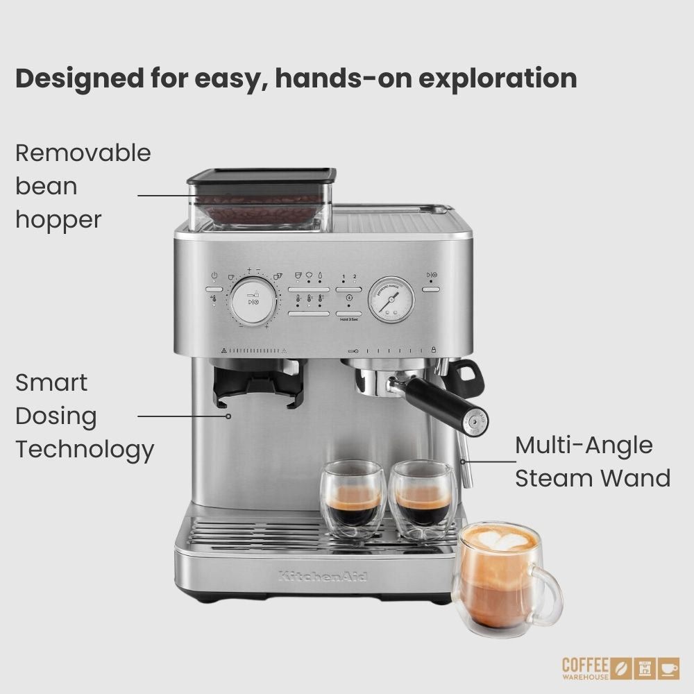 KitchenAid Semi Automatic Espresso Machine with Burr Grinder - Brushed Stainless Steel