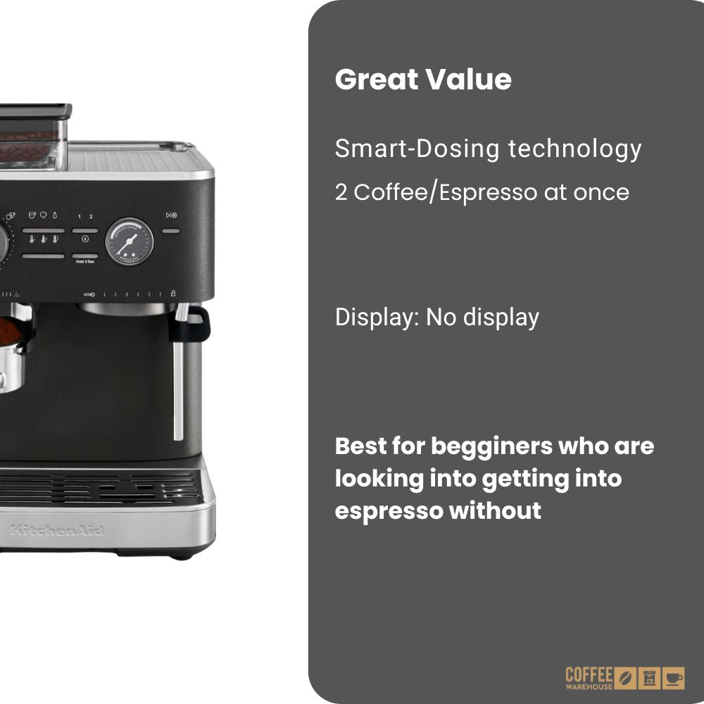 KitchenAid Semi Automatic Espresso Machine with Burr Grinder - Cast Iron Black