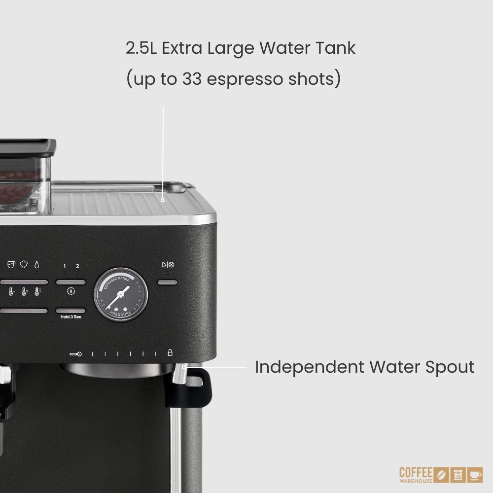 KitchenAid Semi Automatic Espresso Machine with Burr Grinder - Cast Iron Black
