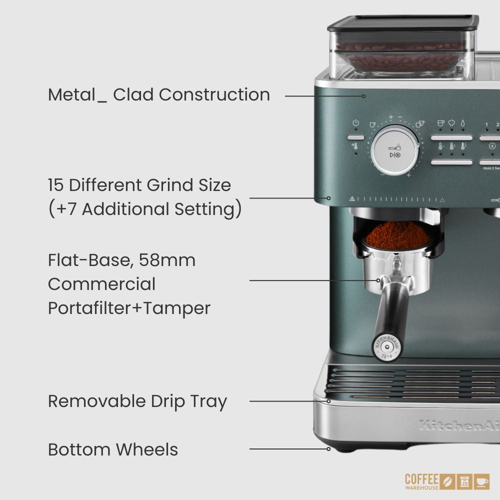 KitchenAid Semi Automatic Espresso Machine with Burr Grinder - Juniper