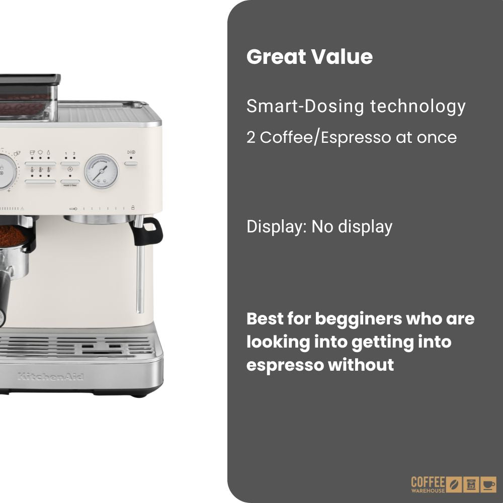 KitchenAid Semi Automatic Espresso Machine with Burr Grinder - Porcelain
