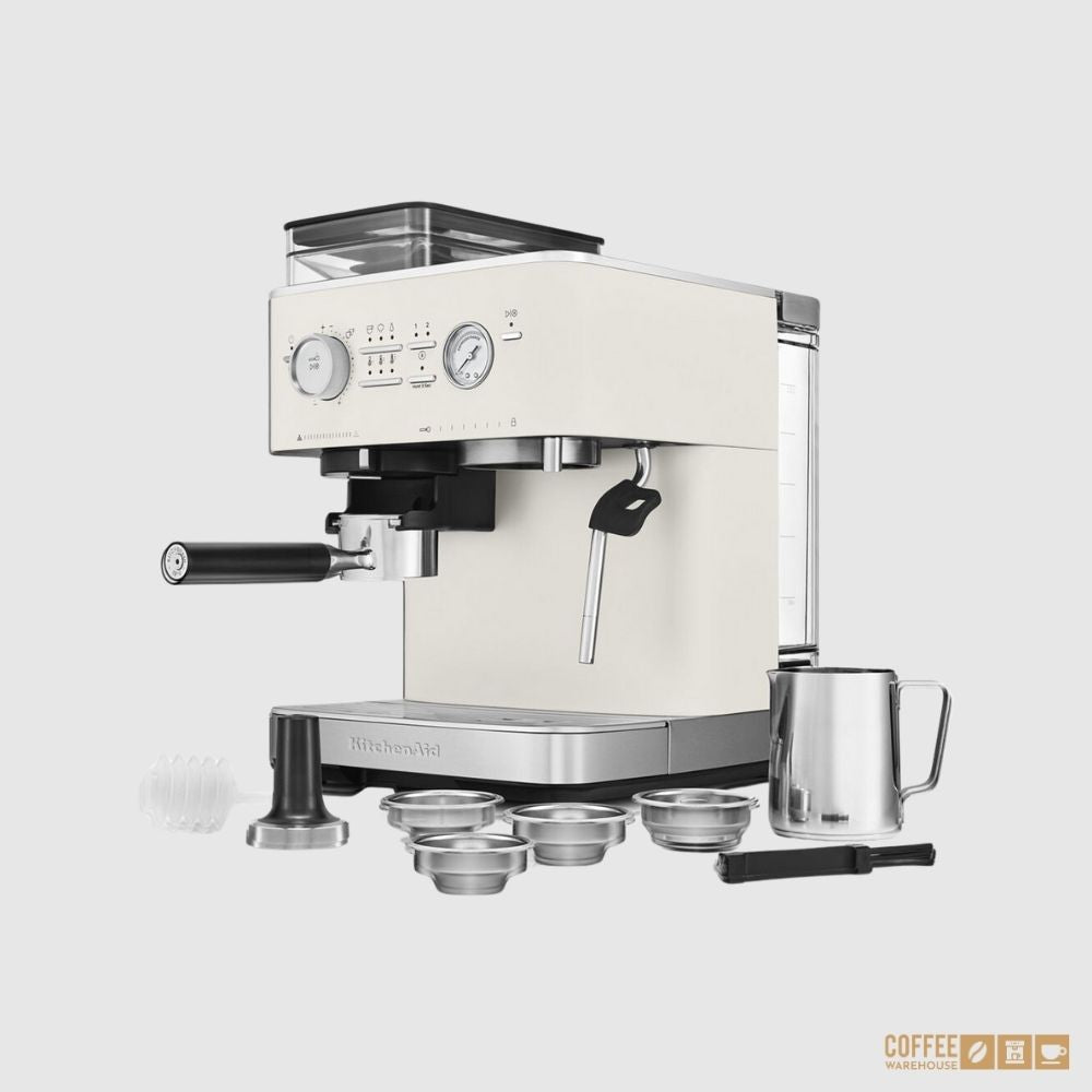KitchenAid Semi Automatic Espresso Machine with Burr Grinder - Porcelain