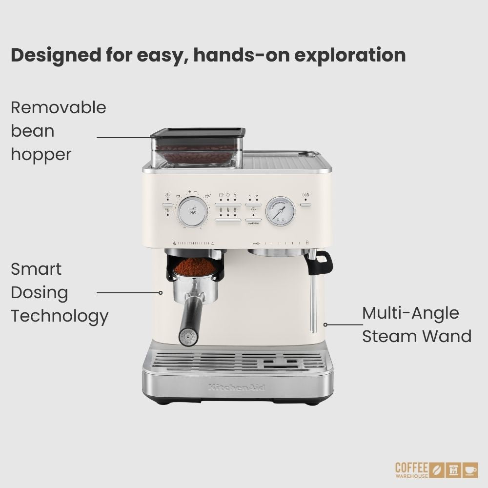 KitchenAid Semi Automatic Espresso Machine with Burr Grinder - Porcelain