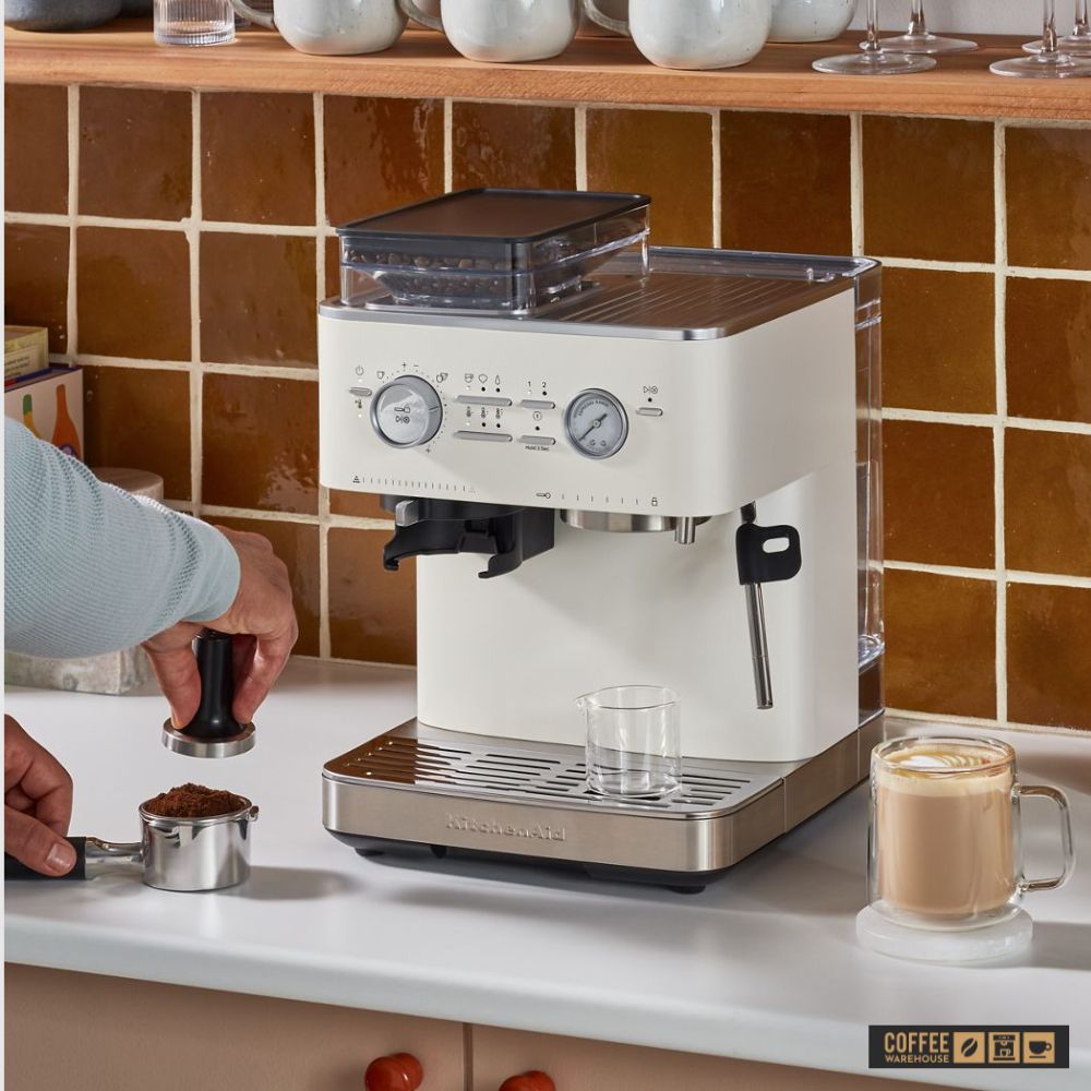 KitchenAid Semi Automatic Espresso Machine with Burr Grinder - Porcelain