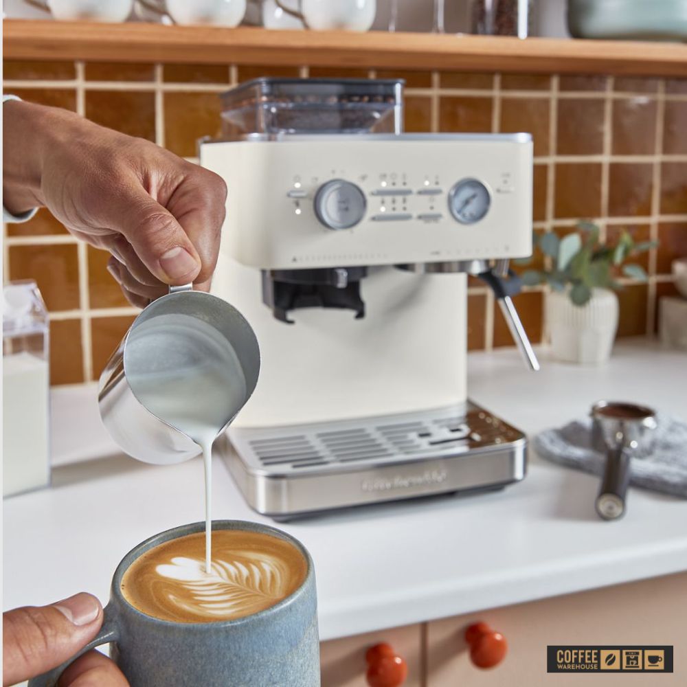 KitchenAid Semi Automatic Espresso Machine with Burr Grinder - Porcelain