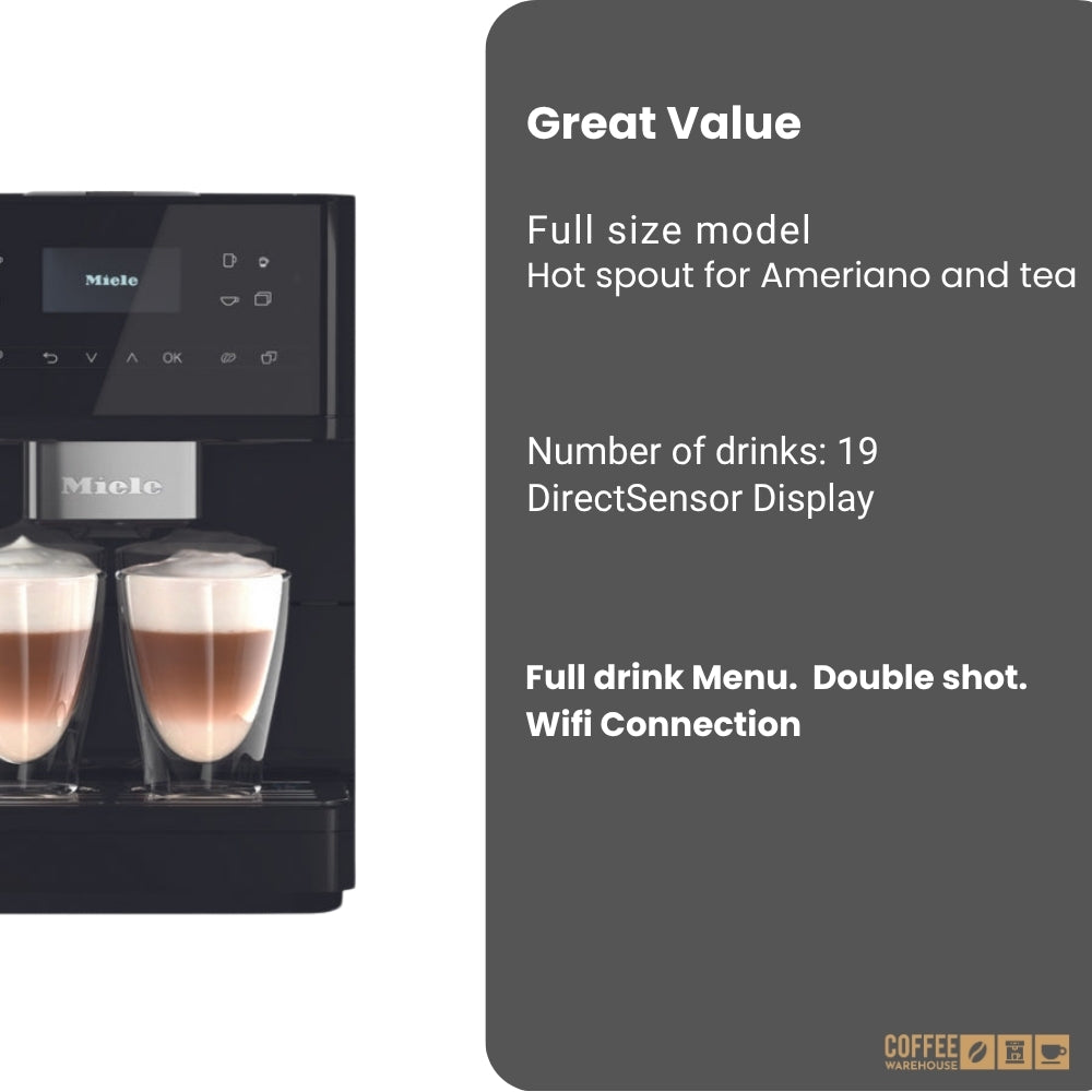 Miele CM6160 Milk Perfection Super Automatic Coffee Machine - Obsidian Black