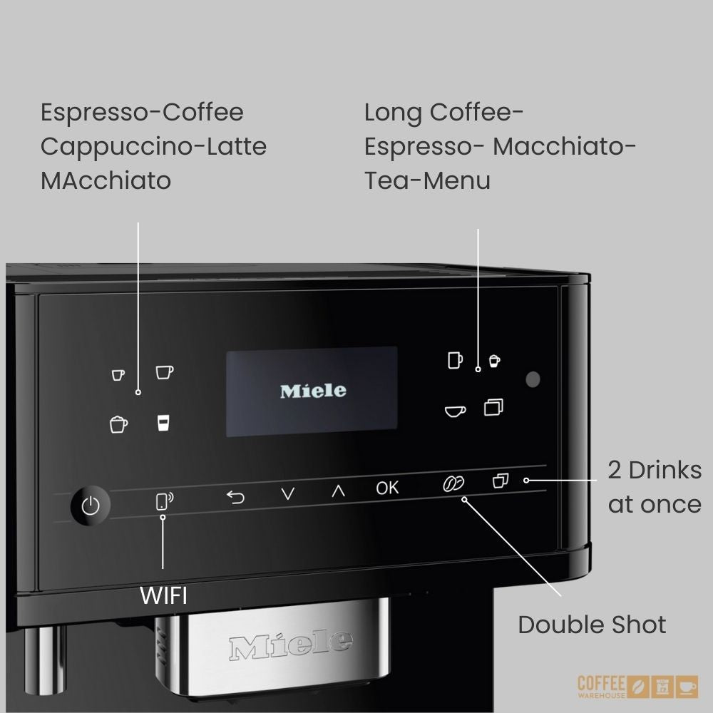 Miele CM6160 Milk Perfection Super Automatic Coffee Machine - Obsidian Black