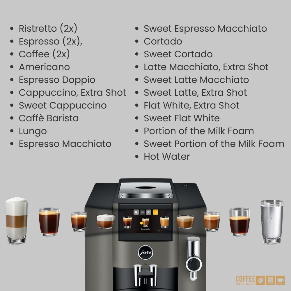 New Jura S8 Super Automatic Coffee Machine - Dark Inox