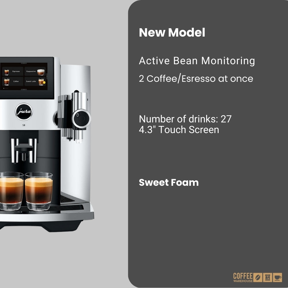 New Jura S8 Super Automatic Coffee Machine - Chrome