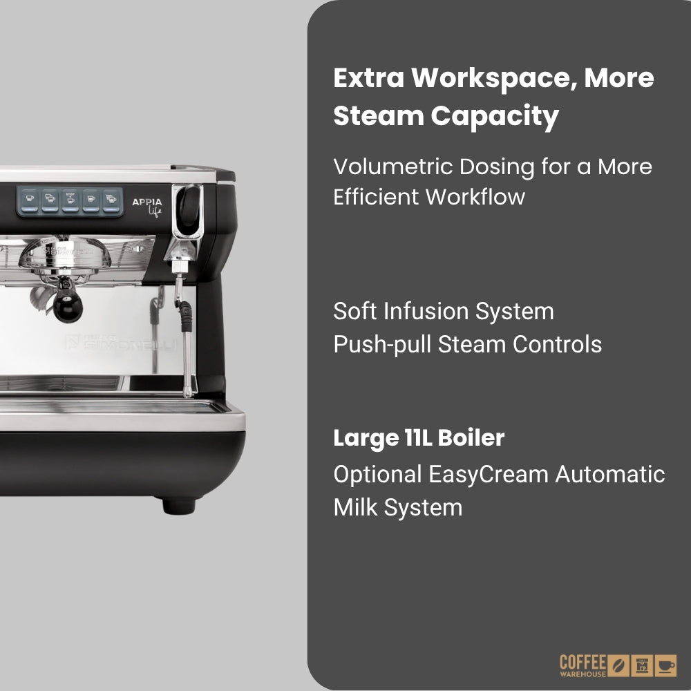 Nuova Simonelli Appia Life Full-Size 2 Group Volumetric Espresso Machine – Black