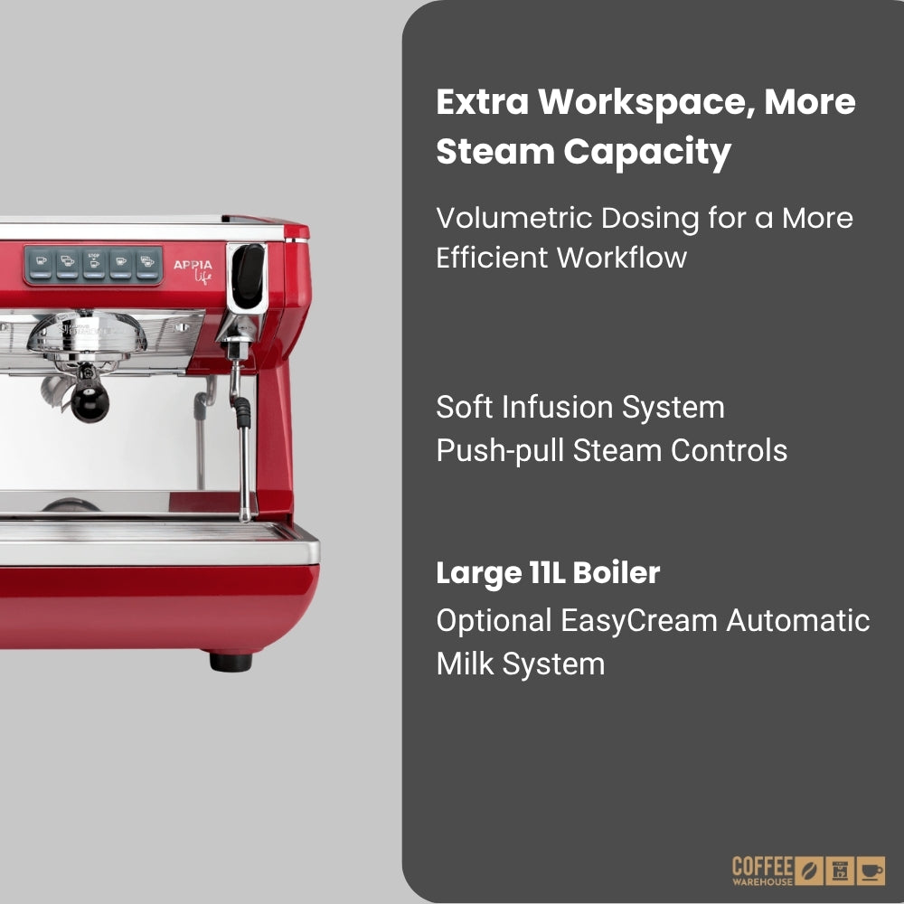 Nuova Simonelli Appia Life Full-Size 2 Group Volumetric Espresso Machine – Red