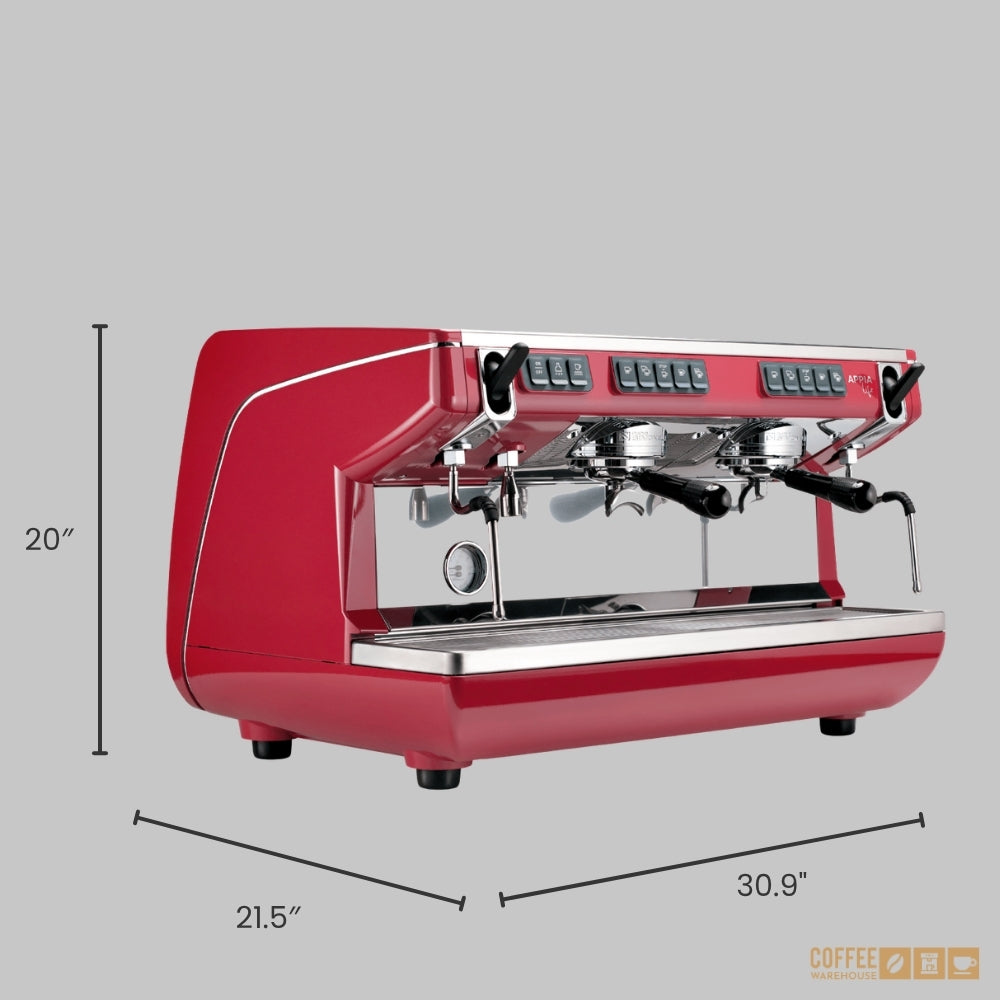 Nuova Simonelli Appia Life Full-Size 2 Group Volumetric Espresso Machine – Red