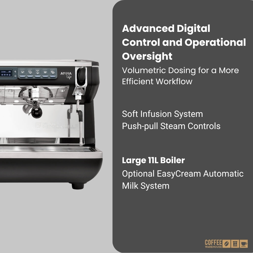 Nuova Simonelli Appia Life Full-Size 2 Group Volumetric XT Espresso Machine – Black