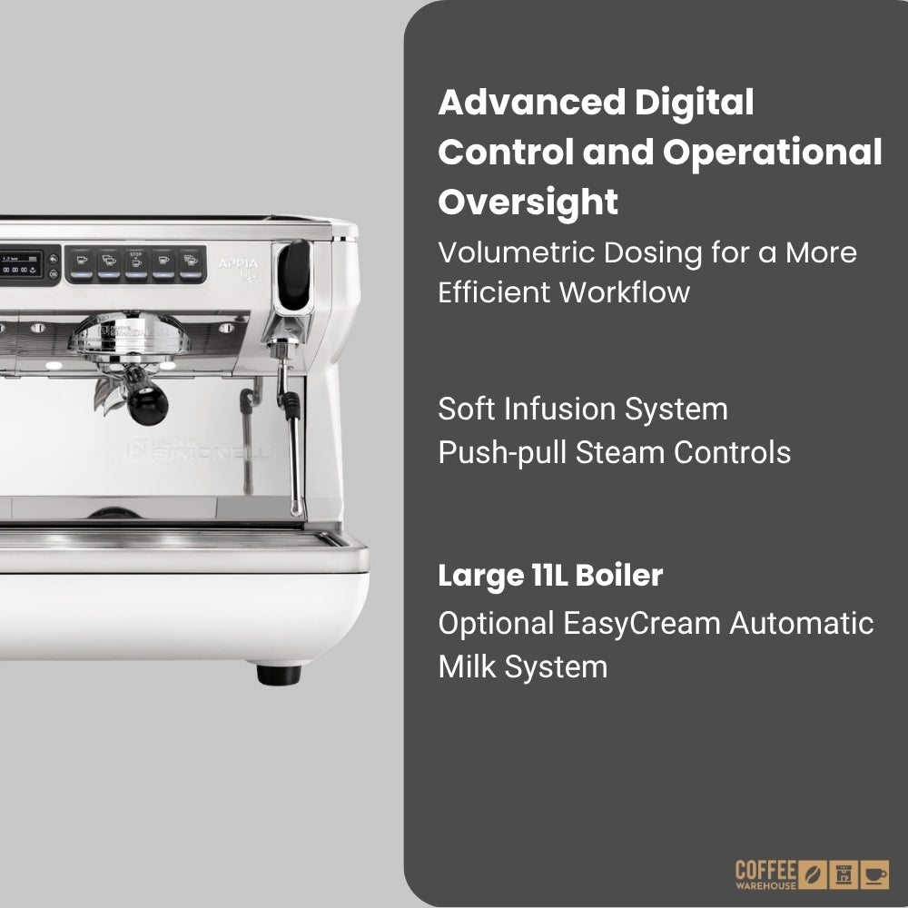Nuova Simonelli Appia Life Full-Size 2 Group Volumetric XT Espresso Machine – White