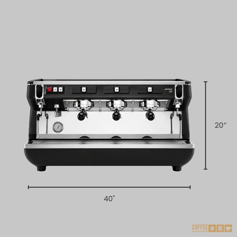 Nuova Simonelli Appia Life Full-Size 3 Group Semi-Automatic Espresso Machine – Black