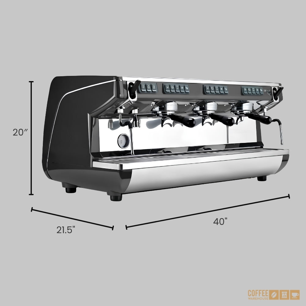 Nuova Simonelli Appia Life Full-Size 3 Group Volumetric Espresso Machine – Black