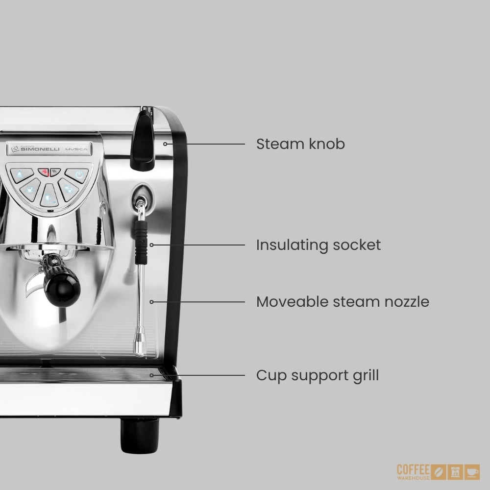 Nuova Simonelli Musica Espresso Machine - Stainless Steel with Black Trim