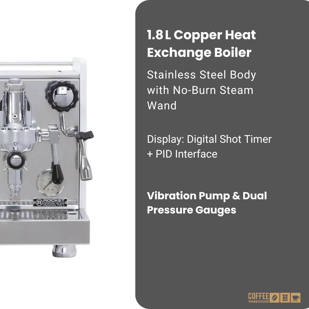 Rocket Mozzafiato Type V (PID) Shot Timer Espresso Machine- White