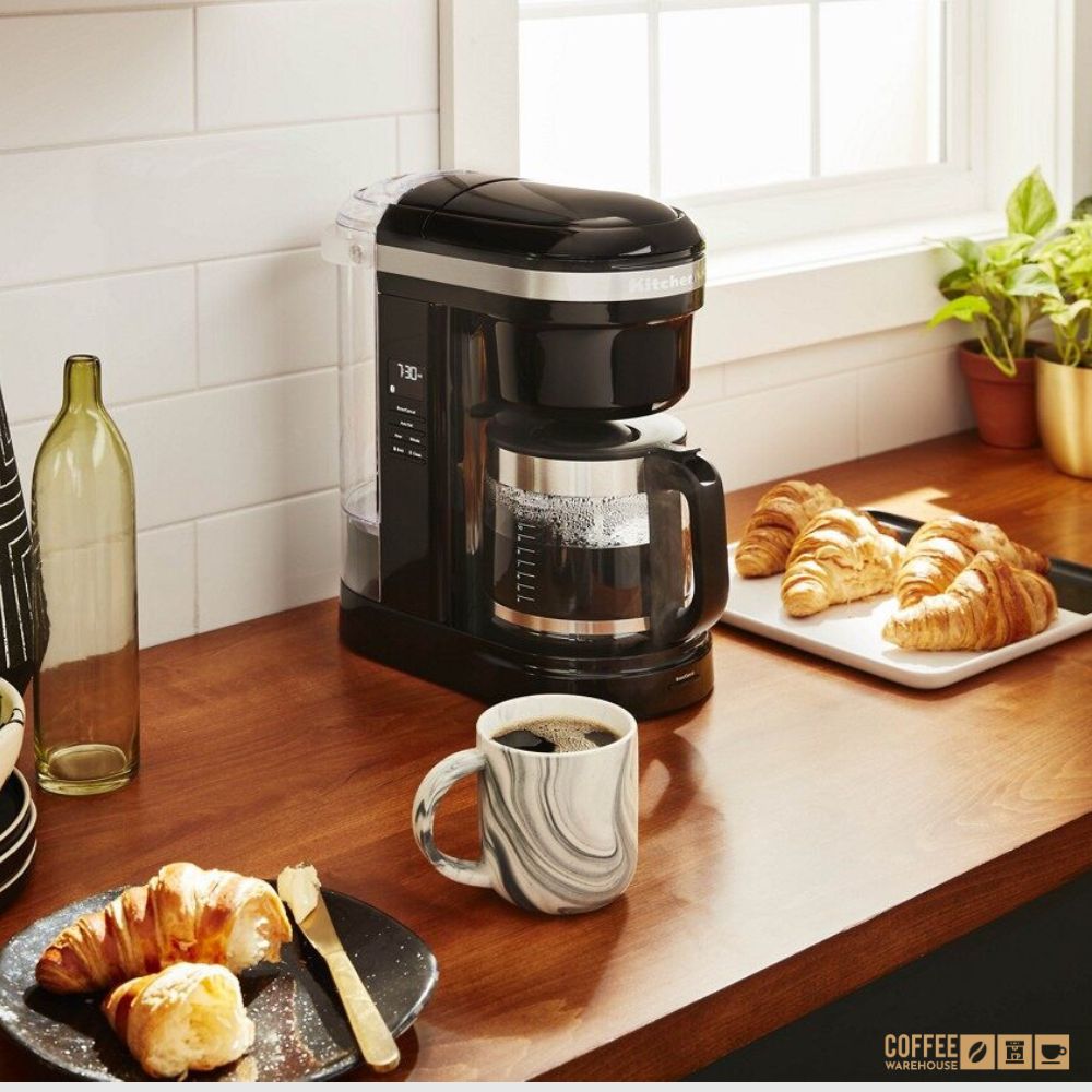 12 Cup Drip Coffee Maker with Spiral Showerhead and Programmable Warming Plat _ Onyx Black