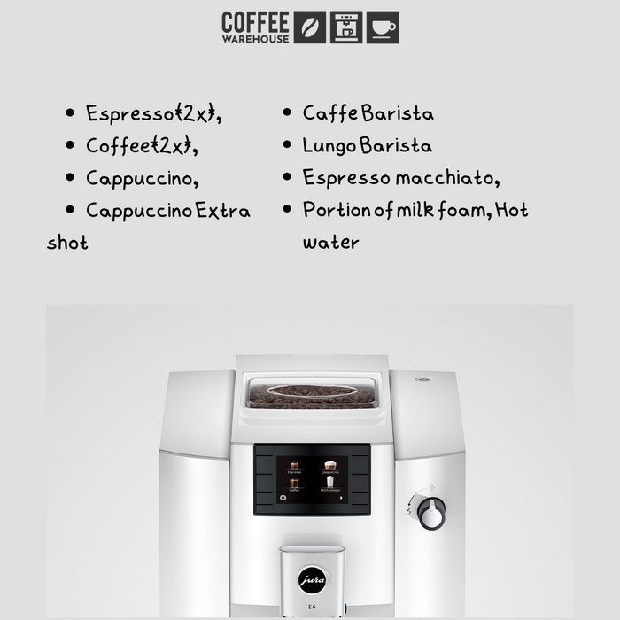 Jura E6 Super Automatic Coffee Machine - Piano White
