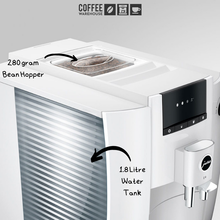 Jura E4 Super Automatic Coffee Machine - Piano White