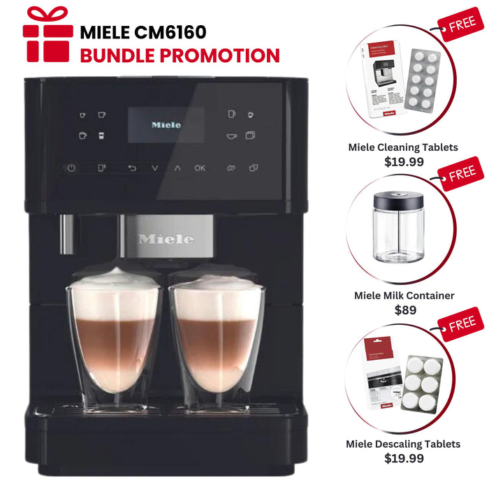 MIELE CM6160 Milk Perfection Super Automatic Coffee Machine - Obsidian Black