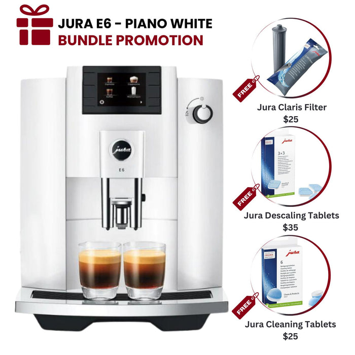 Jura E6 Super Automatic Coffee Machine - Piano White
