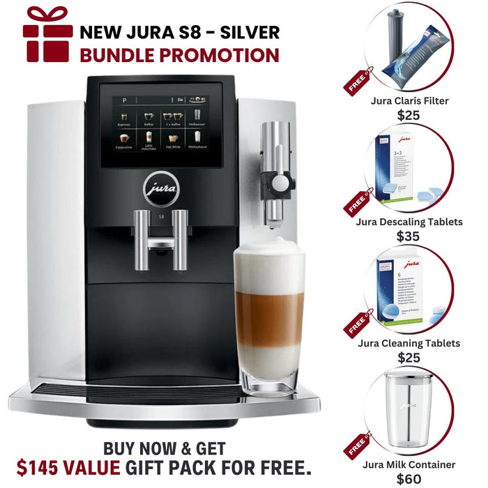 Jura S8 Super Automatic Coffee Machine - Moonlight Silver